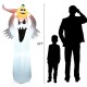 6-foot Halloween inflatable ghost with pumpkin, LED lights, and stable base for outdoor decor and spooky atmosphere.