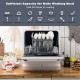 Portable countertop dishwasher with a spacious basket for 28 pieces, featuring an openable water tank for sink-free use.