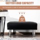 Rectangle tufted ottoman in black with stainless steel legs, supporting up to 265 lbs, perfect for living room use.