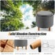 Round gray fabric storage ottoman with wooden tray, solid pine legs, and non-slip pads for versatile use in any room.