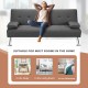 Dark gray convertible folding futon sofa bed with 2 cup holders, ideal for apartments and versatile room settings.