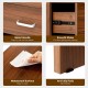Close-up of the modern nightstand's waterproof surface, metal handle, and anti-slip pads for stability and easy.