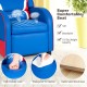 Kids leather recliner chair in blue with adjustable footrest and breathable PU leather, perfect for comfort and play.