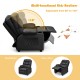 Kids recliner chair in black with adjustable backrest, cup holders, and footrest, ideal for home theater or reading.