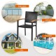 Outdoor patio wicker dining chair with ergonomic armrest, made of PE rattan and powder-coated steel, perfect for.
