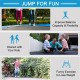 8-foot outdoor trampoline with safety net, sturdy galvanized steel frame, and enhanced springs for safe jumping fun.
