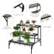 Three-tier metal decorative plant stand with non-slip foot pads, weather-resistant design, ideal for indoor and outdoor.