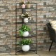 4-tier folding metal shelf plant stand with heavy-duty steel frame, perfect for corner display in gardens or patios.