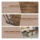 Wooden rectangular coffee table with metal legs, rustic style, large surface for drinks and snacks, perfect for living.