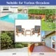 Three-piece solid wood outdoor patio sofa set with gray cushions, perfect for garden or poolside relaxation.
