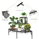 Three-tier metal corner plant display rack with non-slip foot pads, featuring spacious partitions for flower pots.