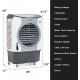 4-in-1 industrial evaporative air cooler in gray with 12-gallon tank, wheels, and 3450 cfm airflow for efficient.