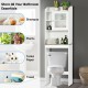 White over-the-toilet cabinet with adjustable shelves and modern design, perfect for maximizing bathroom storage.