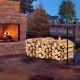 8-foot outdoor steel firewood log rack with sturdy frame, rustproof finish, and ample storage for organized lumber.