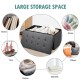 Foldable dark gray storage ottoman with large interior space for blankets, clothes, and shoes, ideal for living rooms.