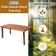 Rectangular acacia wood dining table with steel frame, featuring a waterproof surface and umbrella hole for outdoor use.