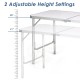 Height adjustable folding camping table showing two height settings, made of premium aluminum for stability and easy.