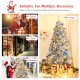 7.5 Ft hinged artificial silver tinsel Christmas tree with 1258 branch tips, perfect for indoor and outdoor holiday.