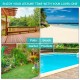 Height adjustable blue cushioned rattan lounge chair with 6 positions, perfect for patio, poolside, or garden.