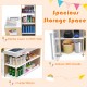Kids wooden grocery store playset with checkout counter, storage cabinet, and display layers for imaginative play.
