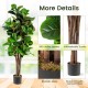 5 feet artificial fiddle leaf fig tree with 180 leaves, realistic moss, and sturdy cement-filled pot for indoor.