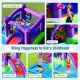 Inflatable water slide castle featuring a jumping area, splash pool, and basketball hoop for outdoor fun and exercise.