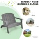 Gray HDPE patio Adirondack chair with wide armrests, perfect for comfortable seating in your porch, garden, or backyard.