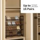 4-tier metal shoe rack with angled shelves, holds up to 16 pairs, perfect for compact entryway or hallway storage.