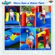 Inflatable kids water slide bounce house featuring sliding, jumping, climbing, and a splash pool for summer fun.