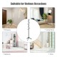 Adjustable gray wooden coat rack with 8 hooks and tri-legged base, perfect for entryway, living room, or bedroom use.