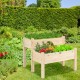 2-tier wooden elevated planter box made of fir wood, featuring drainage holes, ideal for flowers and vegetables in.