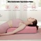 Yoga bolster pillow in pink with washable cover, providing support for yoga exercises and featuring a portable carry.