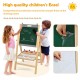 Kids art easel with a sturdy wooden frame and a 16.5 ft drawing paper roll, ideal for creative activities at home.