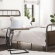 C-shaped vintage end table with side pocket and metal frame, perfect for bedside or sofa use in modern decor.