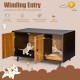 Cat litter box enclosure with double doors and winding entry, made of durable MDF, perfect for pet privacy and home.