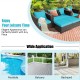5-piece turquoise patio cushioned rattan furniture set arranged poolside, perfect for outdoor relaxation and gatherings.