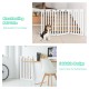 Freestanding wooden pet gate in white, 36 inches high, foldable design for easy storage and suitable for various spaces.