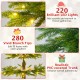 6.4 FT rotating Christmas tree with 280 branch tips and 220 LED lights, featuring a realistic design for festive decor.