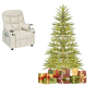 Beige kids recliner chair beside a 6.5FT pre-lit Christmas tree with 430 LED lights, perfect for holiday decor.
