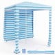Foldable 6.6 x 6.6 feet beach canopy in blue with detachable sidewall, providing sun protection and easy setup for outdoor use.