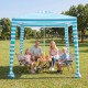 Portable 6.6 x 6.6 feet beach canopy in blue provides shade for family gatherings, featuring a detachable sidewall and easy setup.