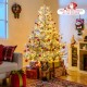 6-foot pre-lit artificial Christmas tree with snow flocking and warm white LED lights, perfect for festive home.