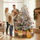 Snow flocked 6 ft pre-lit artificial Christmas tree with warm white LED lights, perfect for festive home decoration.