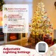 6-foot pre-lit artificial Christmas tree with snow flocking, 580 warm white LED lights, and 13 adjustable lighting.