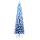 Snow-flocked 6-foot artificial Christmas tree in gradient blue with 220 warm white LED lights for festive decor.