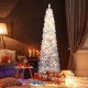 Snow-flocked 6-foot artificial Christmas tree with 220 warm white LED lights, perfect for festive home decoration.