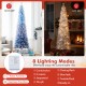 6-foot snow-flocked artificial Christmas tree with 220 warm white LED lights, featuring 8 lighting modes for festive.