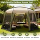 Spacious 6-8 person netted canopy tent with zippered door, featuring sun protection and robust metal poles for.