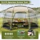 Spacious 12.5 ft netted canopy tent for 6-8 people with zippered door, ideal for outdoor activities and ventilation.