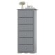 Gray 6-drawer chest dresser with smooth metal glides and elegant design, perfect for bedroom or living room storage.
